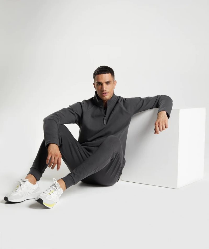 Men's Gymshark Rest Day 1/4 Zip Sweatshirts Dark Grey | NZ 2LQIUK